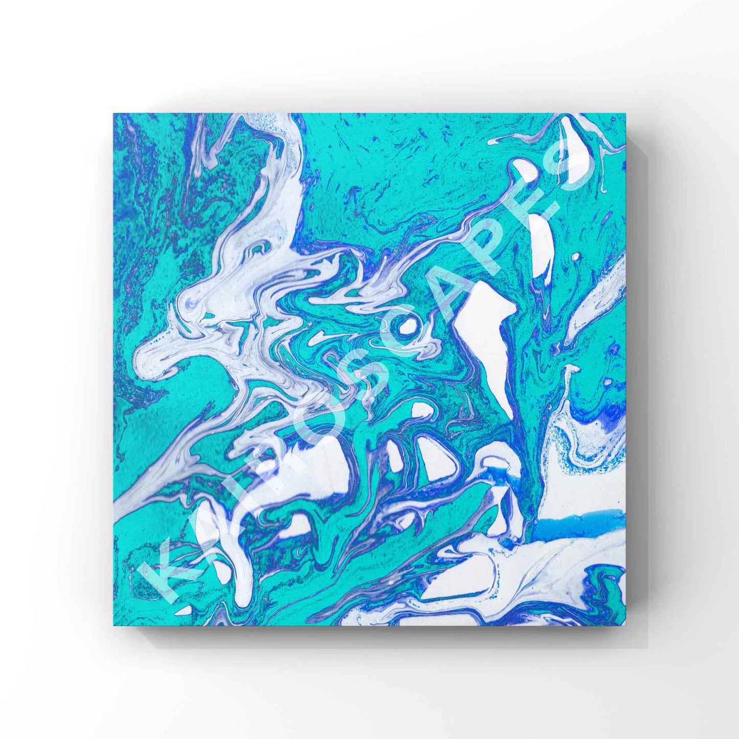 a fluid mix of white and blue tones flows across a deep teal background creating a modern abstract visual ideal for electronic music cover art