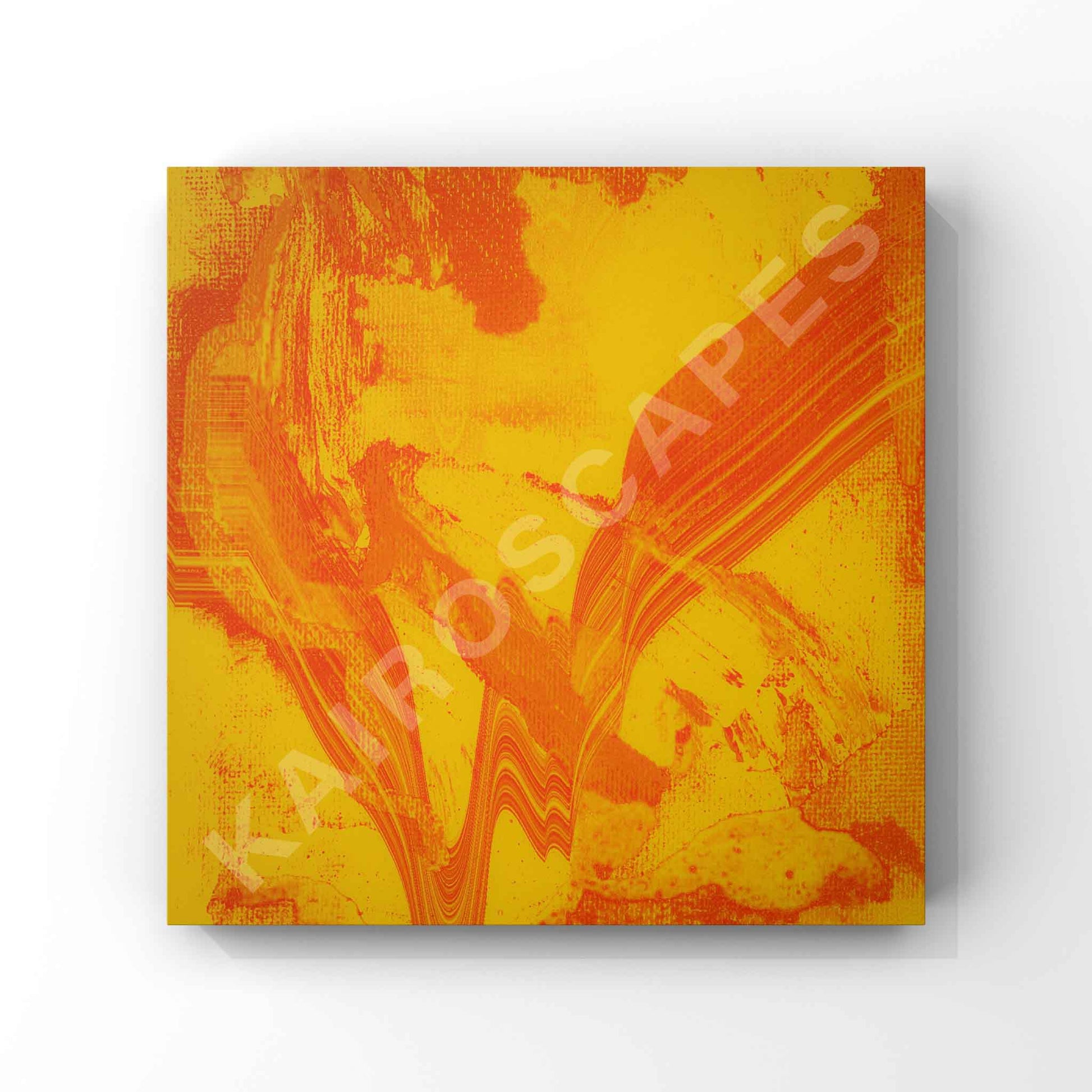 Square mockup of cover art showcasing an engaging yellow and orange digital glitch pattern, intended for jazz producers looking for distinctive and contemporary cover designs that resonate with their artistic vision.