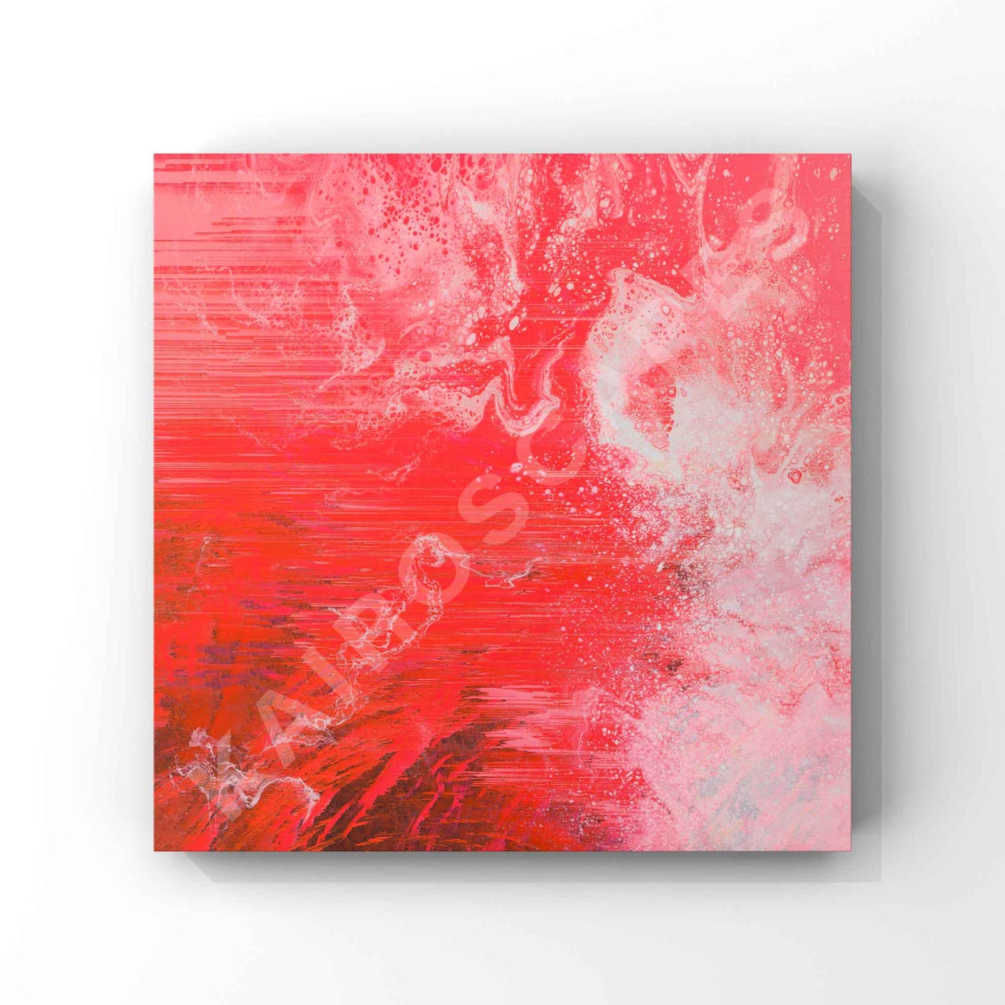 abstract composition with vibrant red and pink tones, blended together with a fluid, energetic motion. the mix of bold colors and textures creates a striking visual, perfect for modern and electronic music covers.