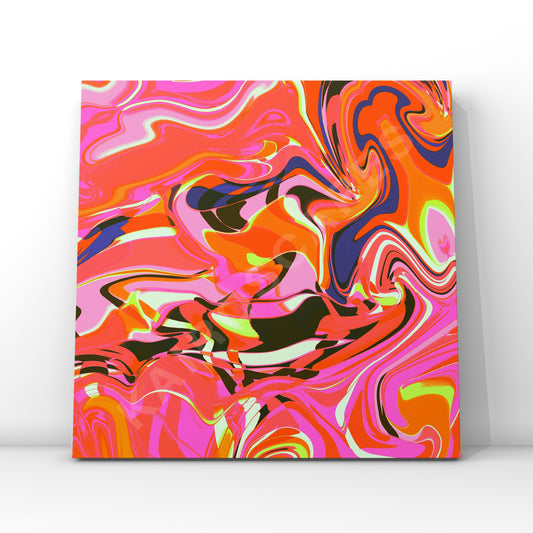 mockup of a vinyl record cover showcasing vibrant pink retro swirl artwork, designed to attract musicians seeking playful and nostalgic cover art.