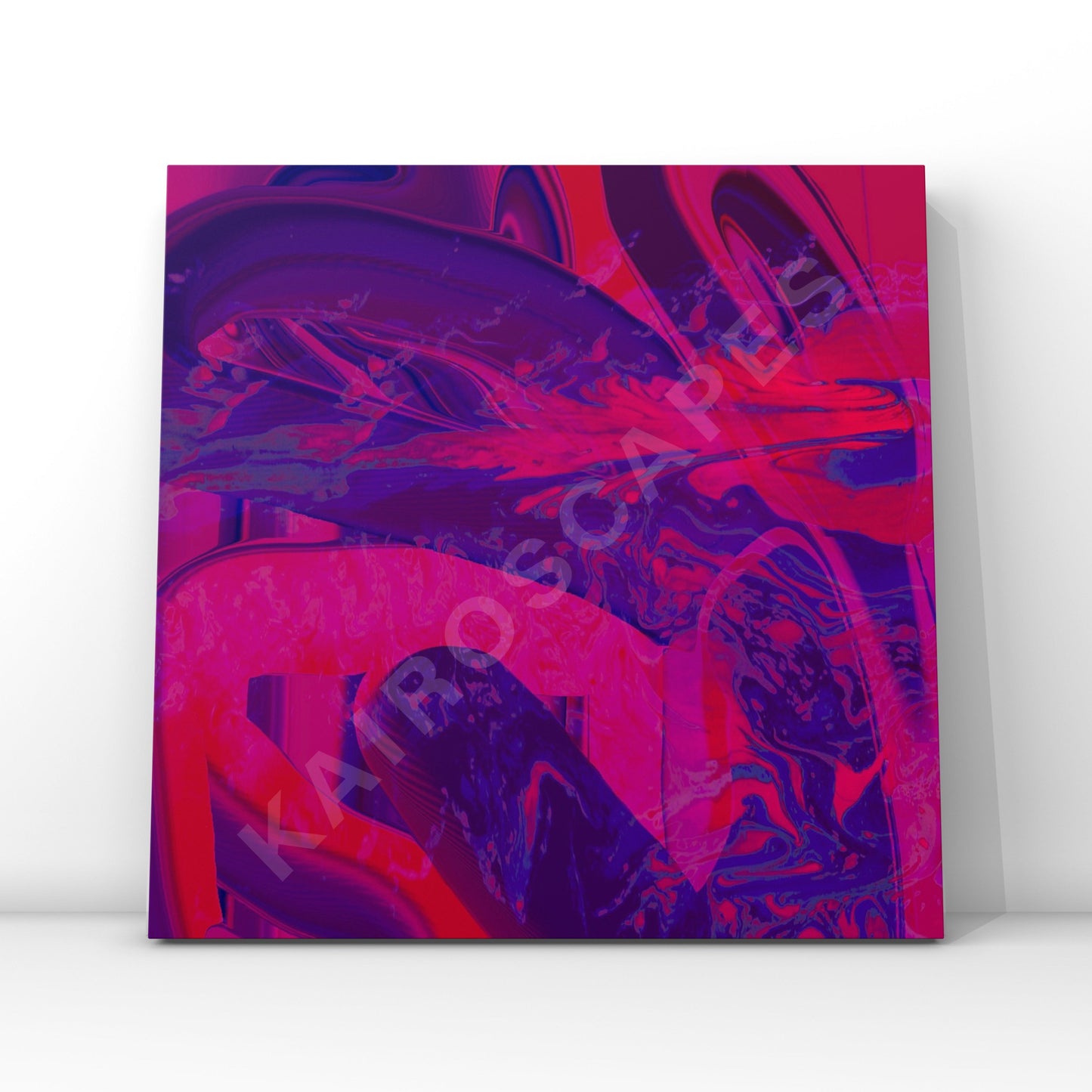 "Mockup of a vibrant digital collage showcasing cosmic-themed artwork with pink and purple organic shapes, designed to attract techno producers and labels seeking unique cover art."