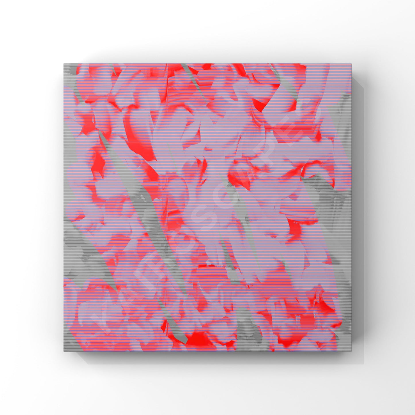 square mockup of cover art displaying a neon pink and grey floral design, intended for musicians looking for innovative cover designs.