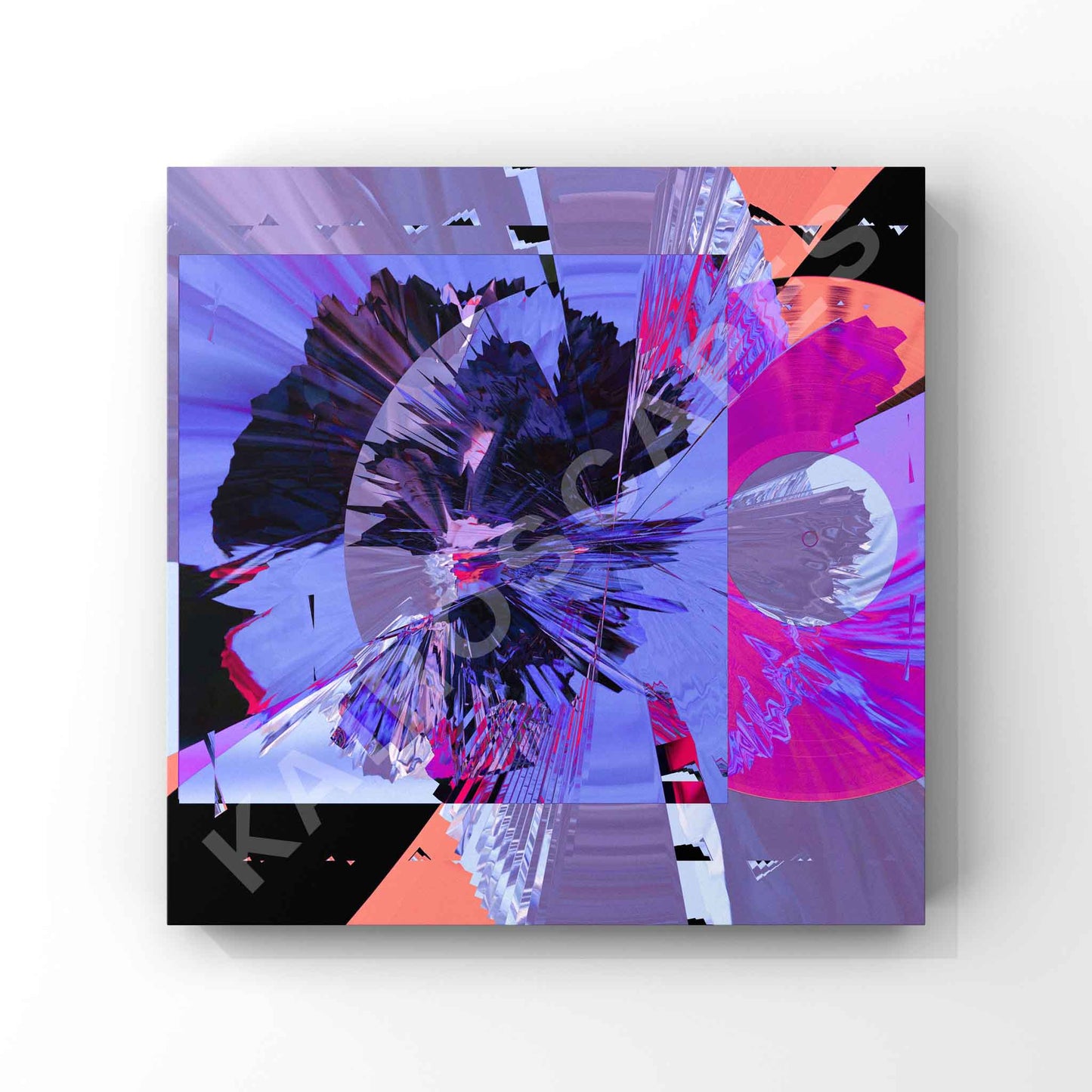 abstract composition featuring bold purples, blues, and pinks intersecting with sharp, geometric forms. the digital textures evoke a high-energy, sci-fi feel, ideal for modern and electronic music album covers.