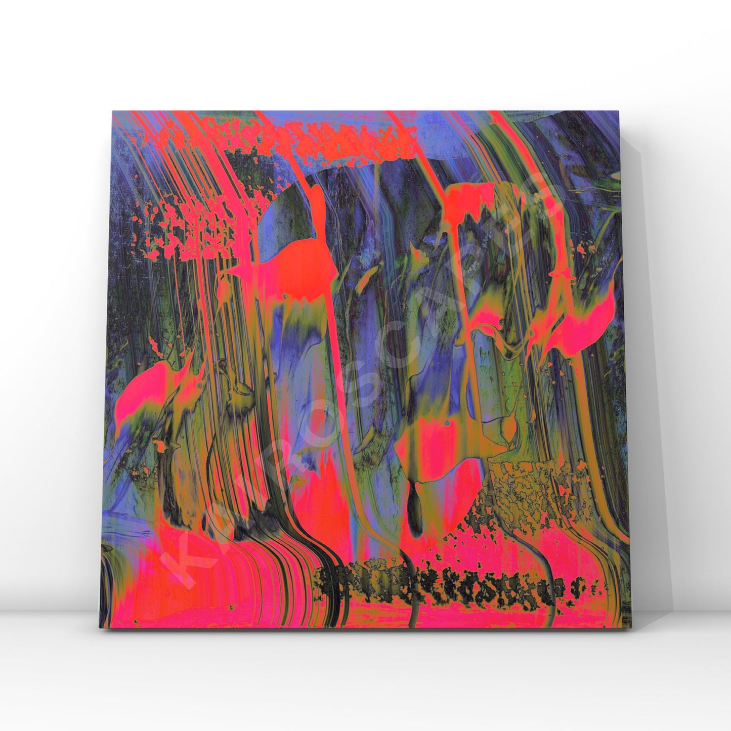 "Mockup of a vinyl record cover featuring bold abstract artwork in hot pink and lilac hues, designed to attract musicians seeking vibrant cover art."