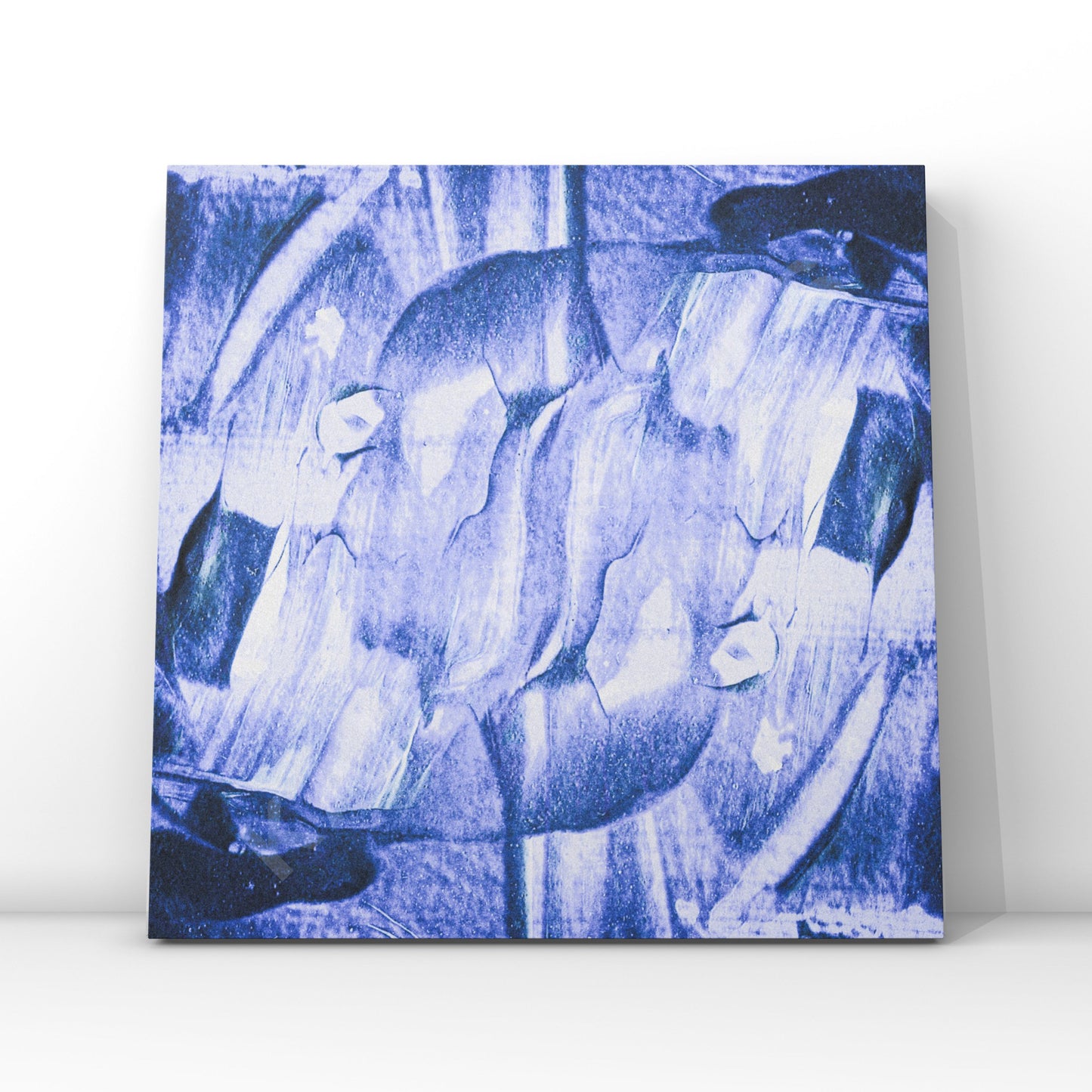 "Mockup of a vinyl record cover featuring textural abstract artwork in lilac with bold brush strokes."